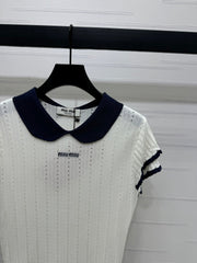 MIUMIU SHORT-SLEEVE PETER PAN COLLAR TOP 274825