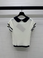 MIUMIU SHORT-SLEEVE PETER PAN COLLAR TOP 274825