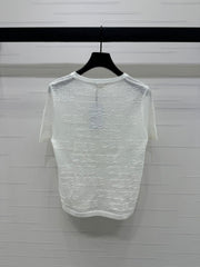 CELINE SHORT-SLEEVE CROCHET TOP WHITE 274807