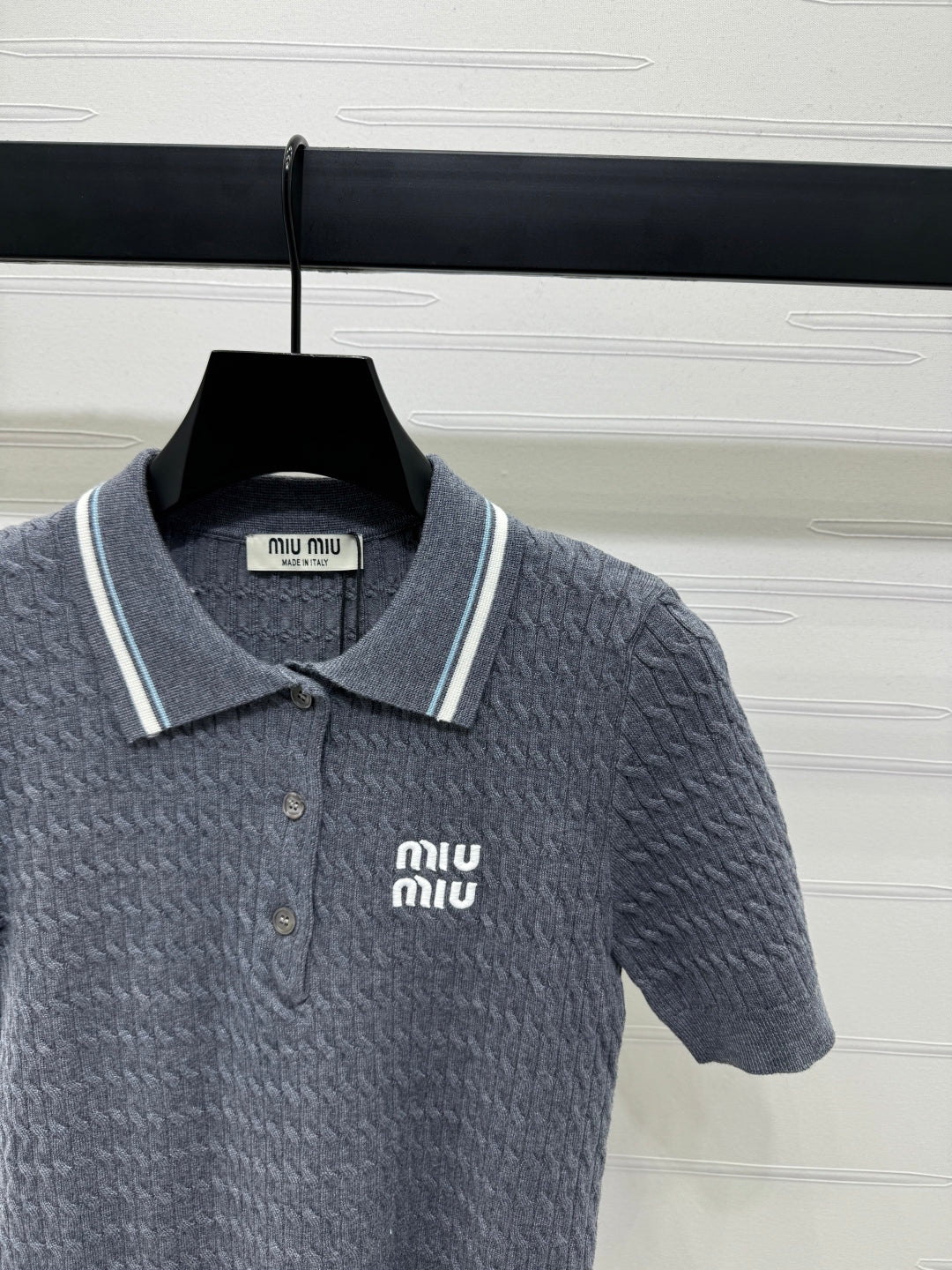 MIUMIU KNITTED POLO SHIRT WHITE 274839
