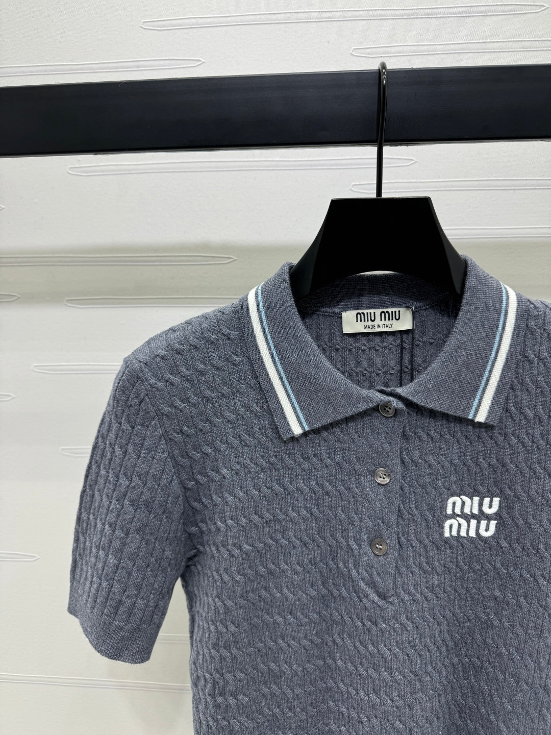 MIUMIU KNITTED POLO SHIRT WHITE 274839