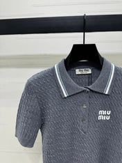 MIUMIU KNITTED POLO SHIRT WHITE 274839