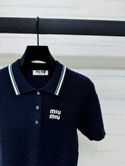MIUMIU KNITTED POLO SHIRT WHITE 274841