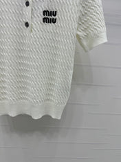 MIUMIU KNITTED POLO SHIRT WHITE 274837
