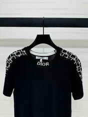 DIOR SHORT-SLEEVE JACQUARD KNIT TOP 274855