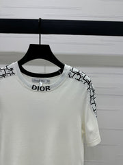 DIOR SHORT-SLEEVE JACQUARD KNIT TOP 274853