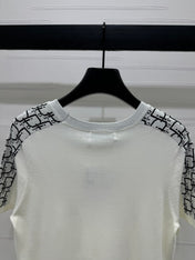 DIOR SHORT-SLEEVE JACQUARD KNIT TOP 274853