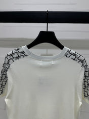 DIOR SHORT-SLEEVE JACQUARD KNIT TOP 274853