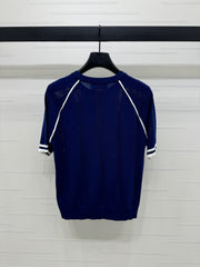 MIU 25S RAGLAN CREW NECK STRIPED KNIT SWEATER 264106