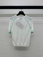 MIU 25S RAGLAN CREW NECK STRIPED KNIT SWEATER 264105