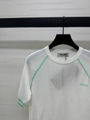 MIU 25S RAGLAN CREW NECK STRIPED KNIT SWEATER 264105