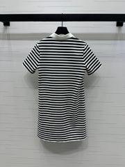 PRAD 25S STRIPED SHORT SLEEVE KNIT DRESS 264218