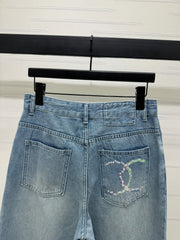 CHANEL 25S HIGH WAISTED DENIM PANTS 264194