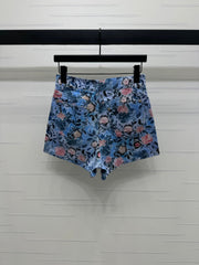 LV 25S PRINTED DENIM SHORTS 264196