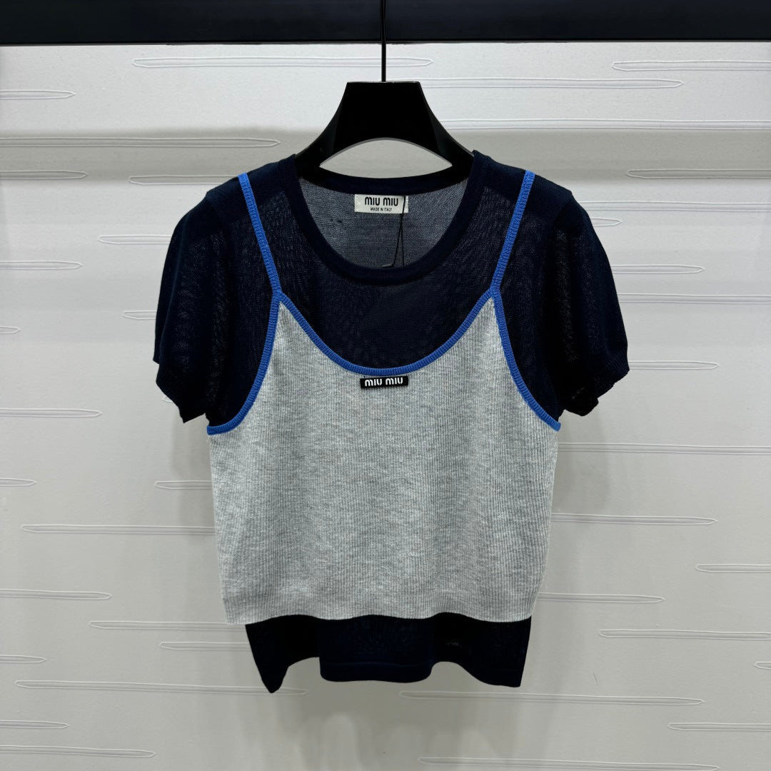 MIU 25S 2 PIECE KNITTED TOP WITH STRAPS 264131