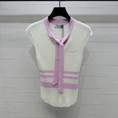 MIU 25S ICE STRIPE KNIT VEST 264116