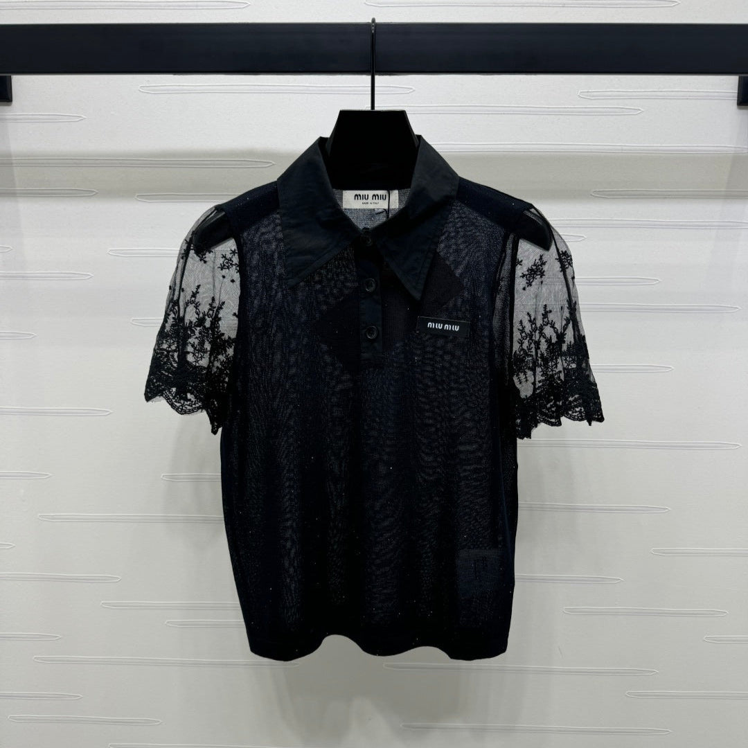 MIU 25S SEE THROUGH COLLAR SHIRT 264112
