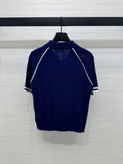 MIU 25S ROUND NECK STRIPED KNIT RAGLAN SHORT SLEEVES 264109