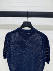 PRAD 25S HOLLOW KNIT SHORT SLEEVE TOP 264135