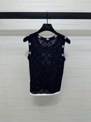 CHANEL 25S DIAMOND HOLLOW KNIT VEST 264031