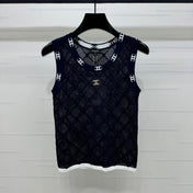 CHANEL 25S DIAMOND HOLLOW KNIT VEST 264031