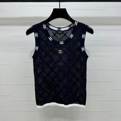 CHANEL 25S DIAMOND HOLLOW KNIT VEST 264031