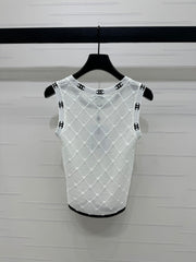 CHANEL 25S DIAMOND HOLLOW KNIT VEST 264033