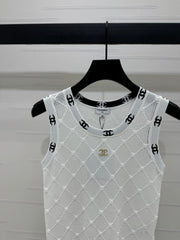CHANEL 25S DIAMOND HOLLOW KNIT VEST 264033