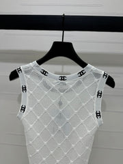 CHANEL 25S DIAMOND HOLLOW KNIT VEST 264033