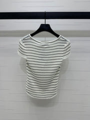 DIOR 25S SHORT SLEEVE STRIPED V-NECK SWEATER 264078