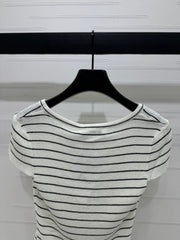 DIOR 25S SHORT SLEEVE STRIPED V-NECK SWEATER 264078