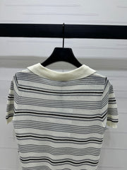 CHANEL 25S HOLLOW WOVEN POLO SHIRT 264075