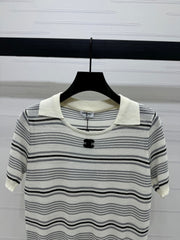 CHANEL 25S HOLLOW WOVEN POLO SHIRT 264075