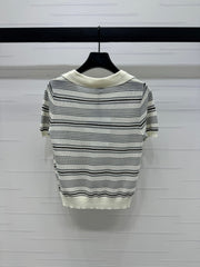 CHANEL 25S HOLLOW WOVEN POLO SHIRT 264075