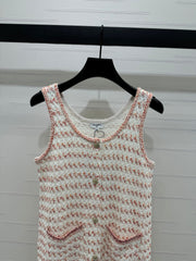 CHANEL 25S ROUND NECK KNIT DRESS WITH PEARL TAG 264026