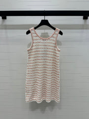 CHANEL 25S ROUND NECK KNIT DRESS WITH PEARL TAG 264026