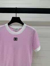 CHANEL 25S DOUBLE C LOGO KNIT SHORT SLEEVE 264073