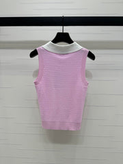 CHANEL 25S DOUBLE C LOGO KNIT COLLAR VEST 264071