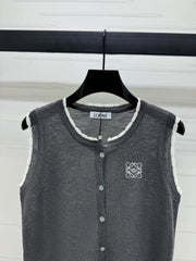 LOEWE 25S ROUND NECK KNITTED VEST WHITE 264068