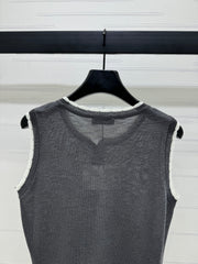 LOEWE 25S ROUND NECK KNITTED VEST WHITE 264068