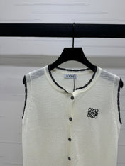 LOEWE 25S ROUND NECK KNITTED VEST WHITE 264069
