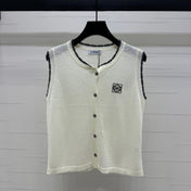 LOEWE 25S ROUND NECK KNITTED VEST WHITE 264069