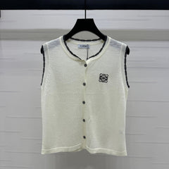 LOEWE 25S ROUND NECK KNITTED VEST WHITE 264069
