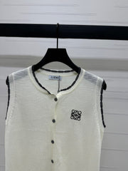 LOEWE 25S ROUND NECK KNITTED VEST WHITE 264069