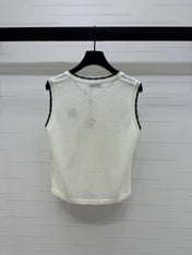 LOEWE 25S ROUND NECK KNITTED VEST WHITE 264069