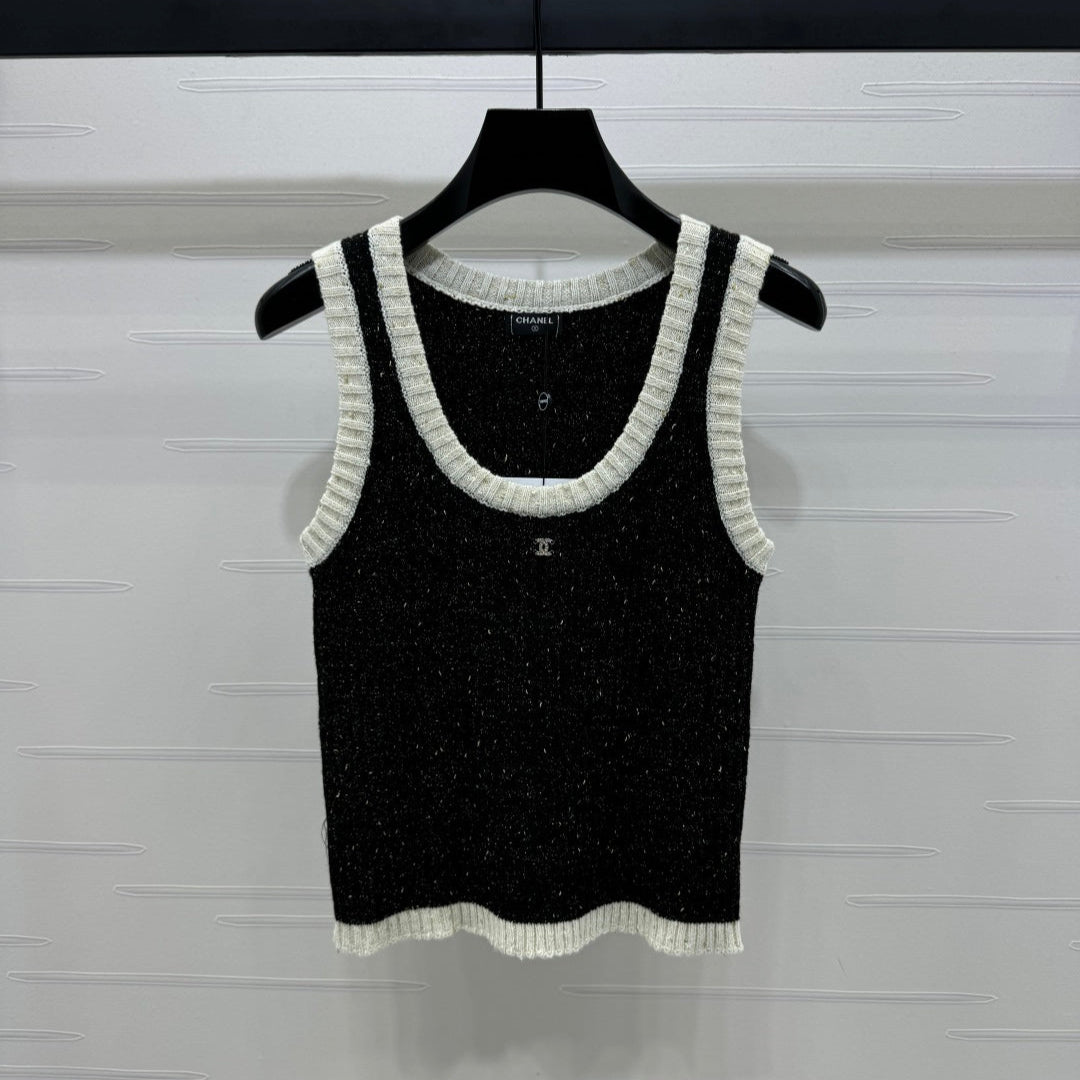 CHANEL ROUND-NECK SEQUIN KNIT VEST 274865