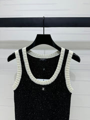 CHANEL ROUND-NECK SEQUIN KNIT VEST 274865