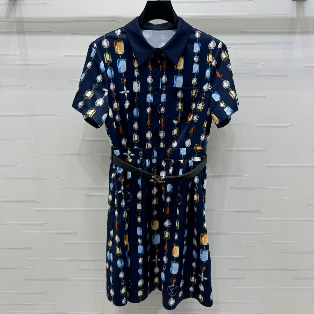 LV SHORT-SLEEVE BELTED DRESS 269529