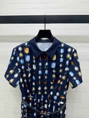 LV SHORT-SLEEVE BELTED DRESS 269529