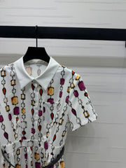 LV SHORT-SLEEVE BELTED DRESS 269527